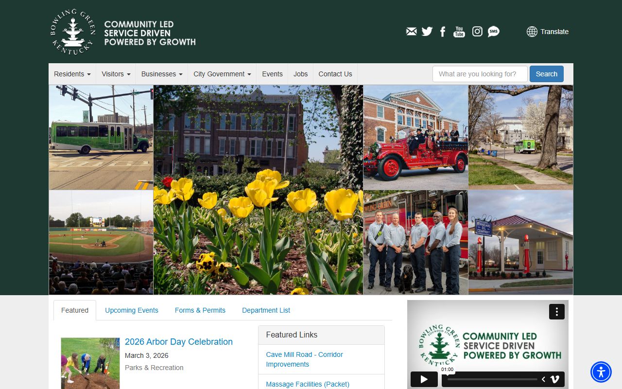 Bowling Green city website for accessing property records and permits