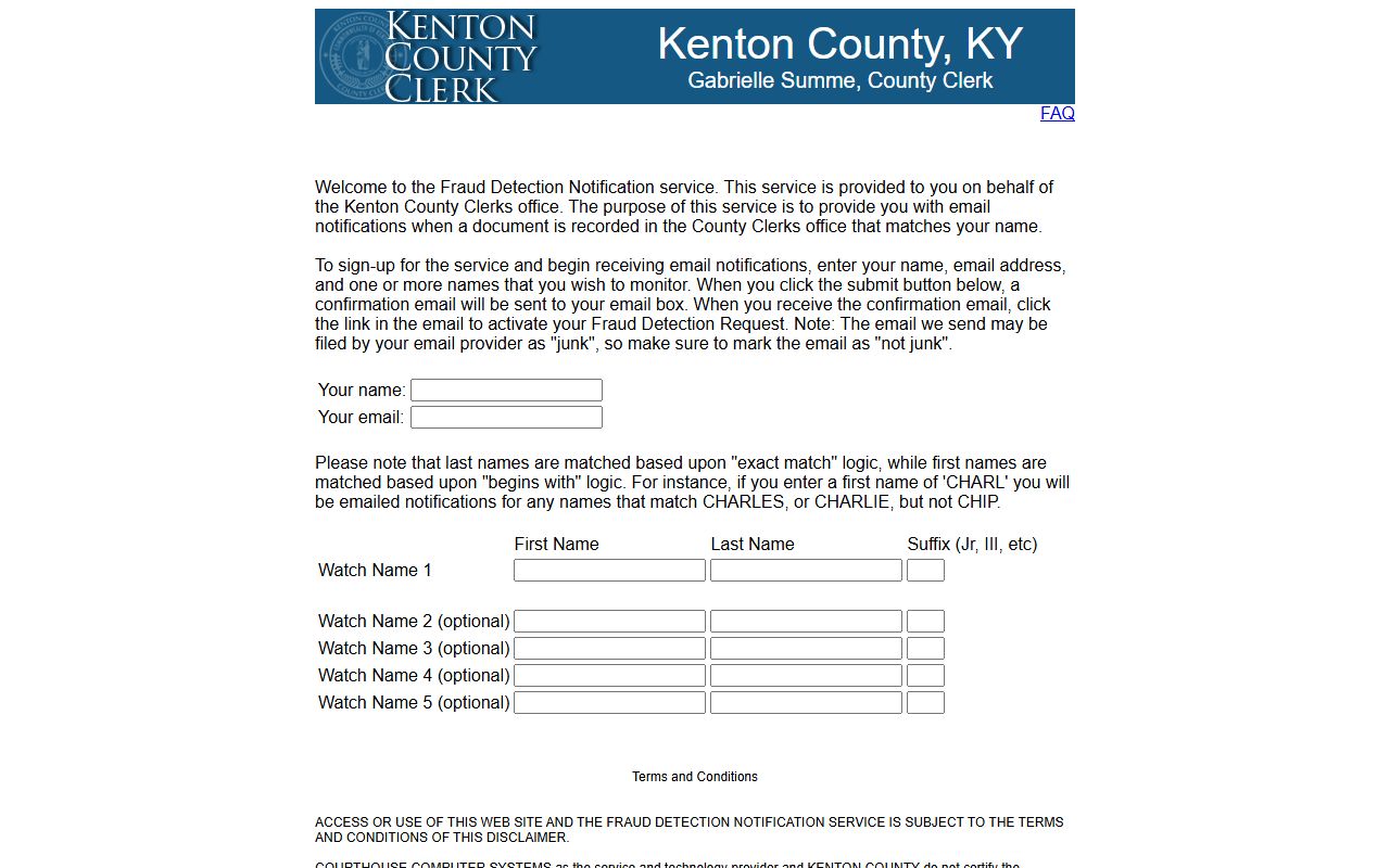 DocAlert fraud protection system for Covington property records