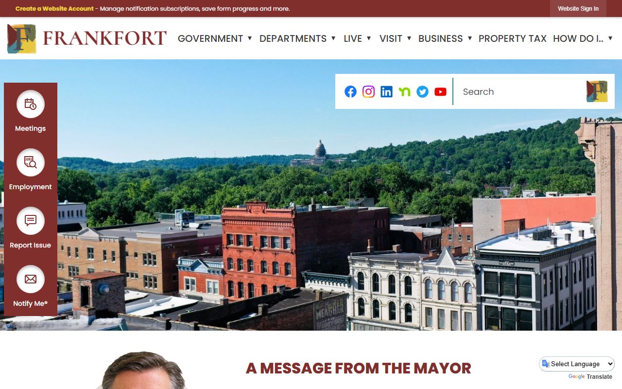 Frankfort City website for property records and local government resources