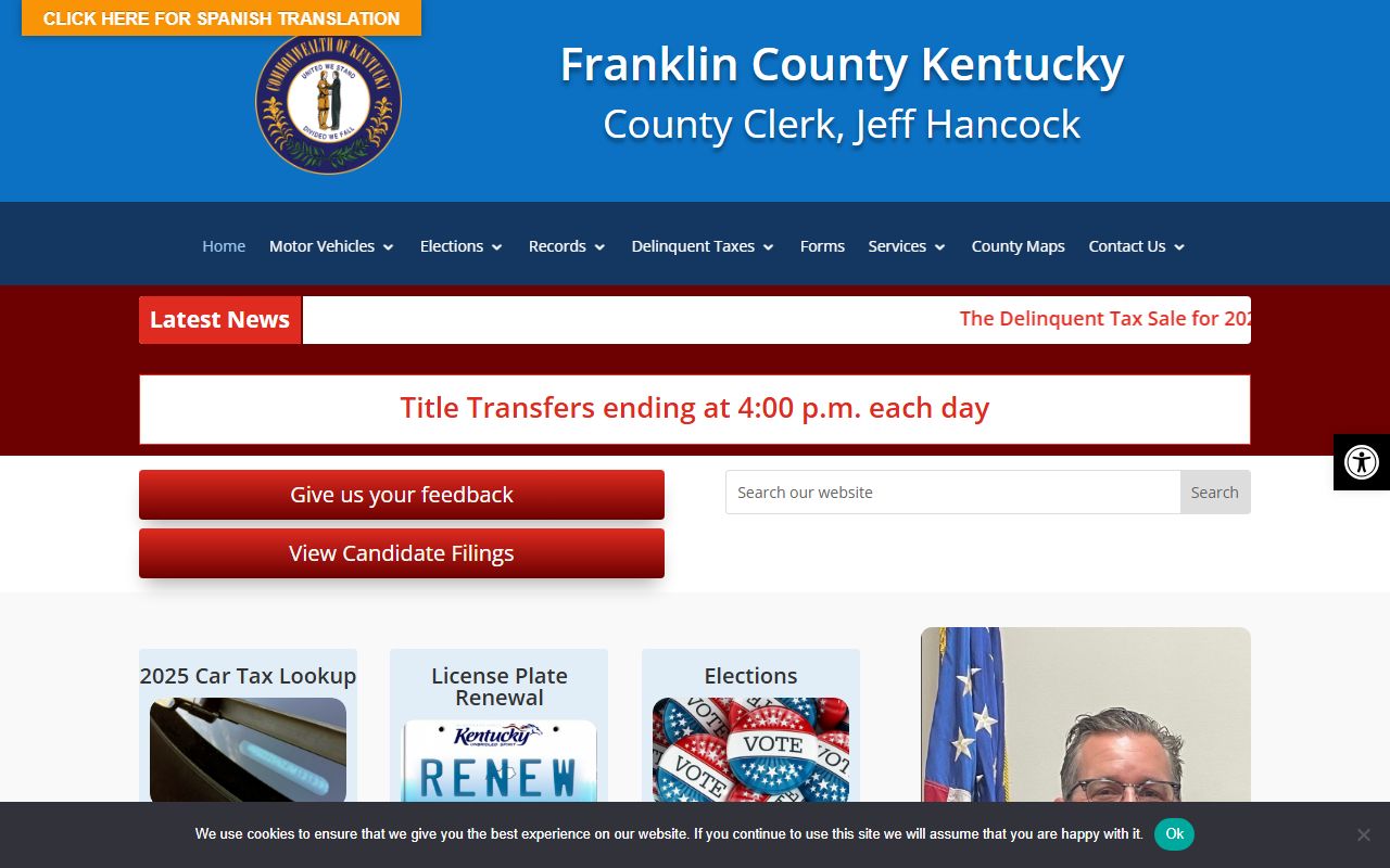 Franklin County Clerk office for deeds and land records in Frankfort
