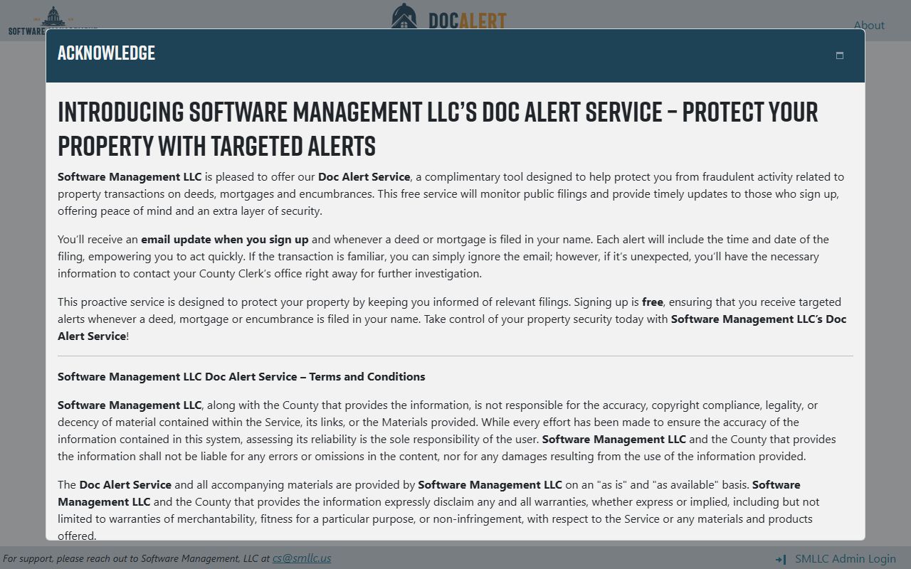 DOC ALERT service for monitoring Boone County property records and documents