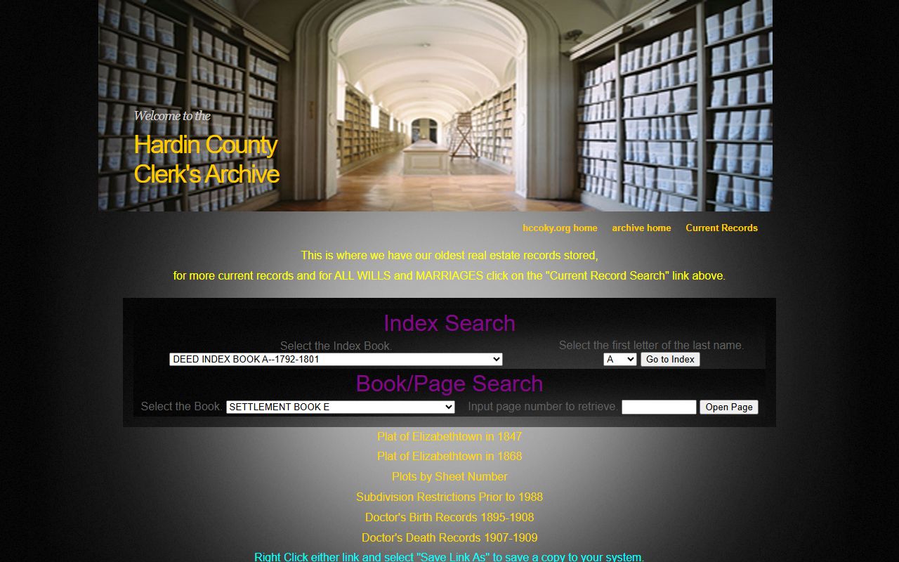 Hardin County archival property records from 1792 to present