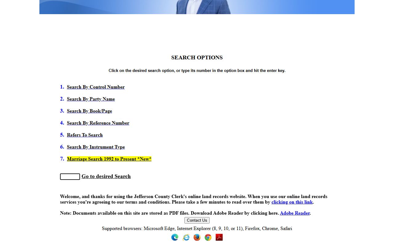 Jefferson County Property Records online land records search system interface