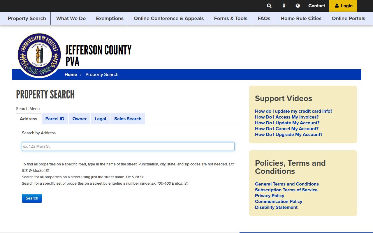 Jefferson County Property Records PVA property search and valuation page