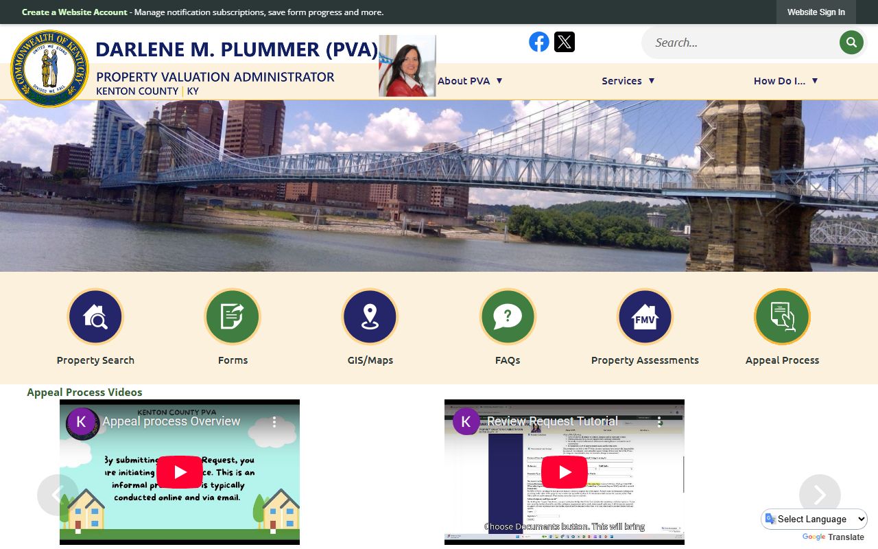 Kenton County PVA office for property tax assessment records