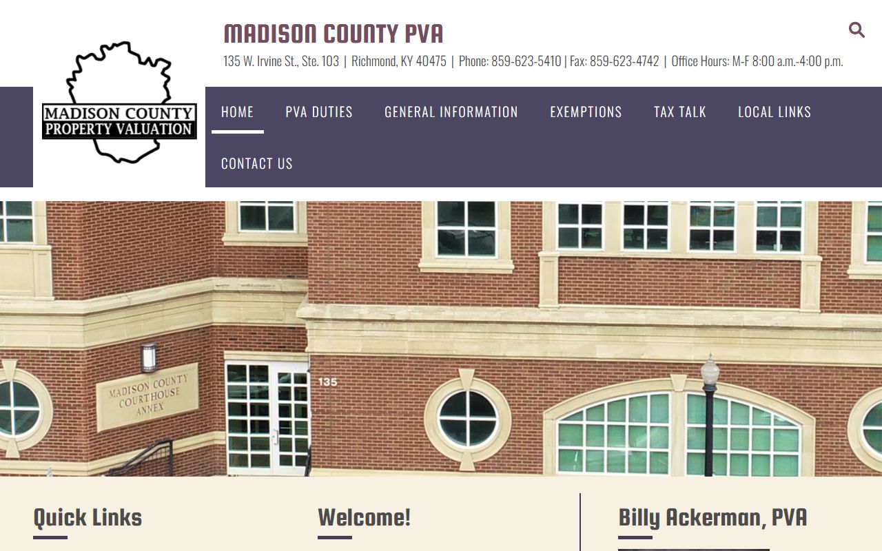Madison County PVA office for property records and assessments in Richmond Kentucky