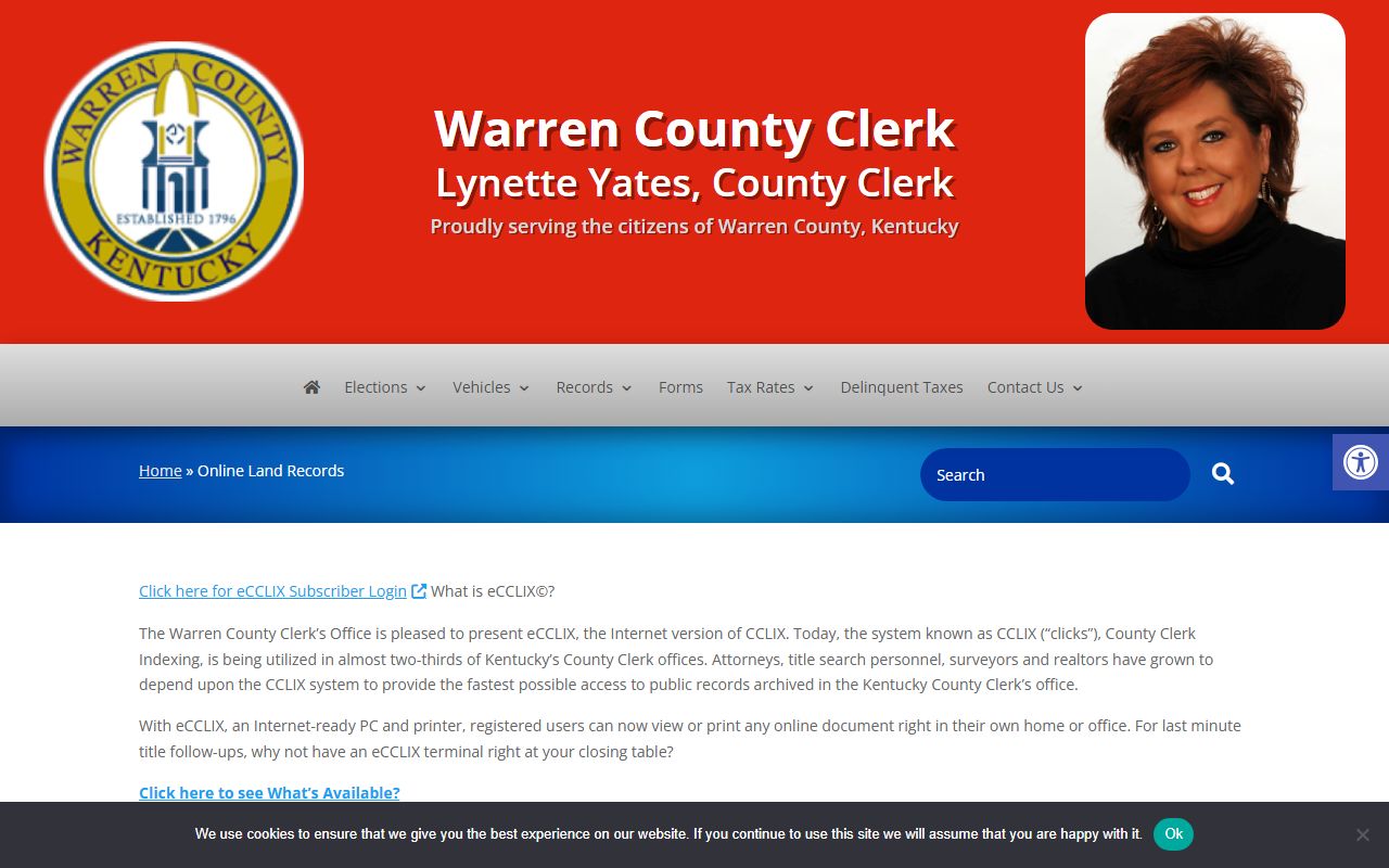 Warren County Property Records online land records search page